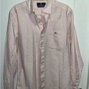 Mens pink and whit striped vineyard vines button down